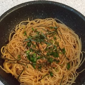 納豆バター醤油パスタ